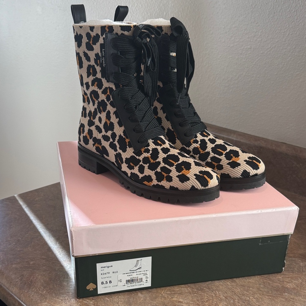 Animal Print Lace-Up Boots